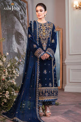 3pc Luxury Velvet | Embroidered Organza Barosha | Asim Jofa D # 375 - 06 Dupatta