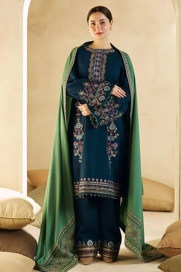 Zara ShahJahan Dhanak 3PC Embroidered A0222