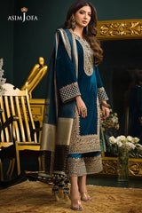 Asim Jofa - 3PC Velvet Embroidered Suit