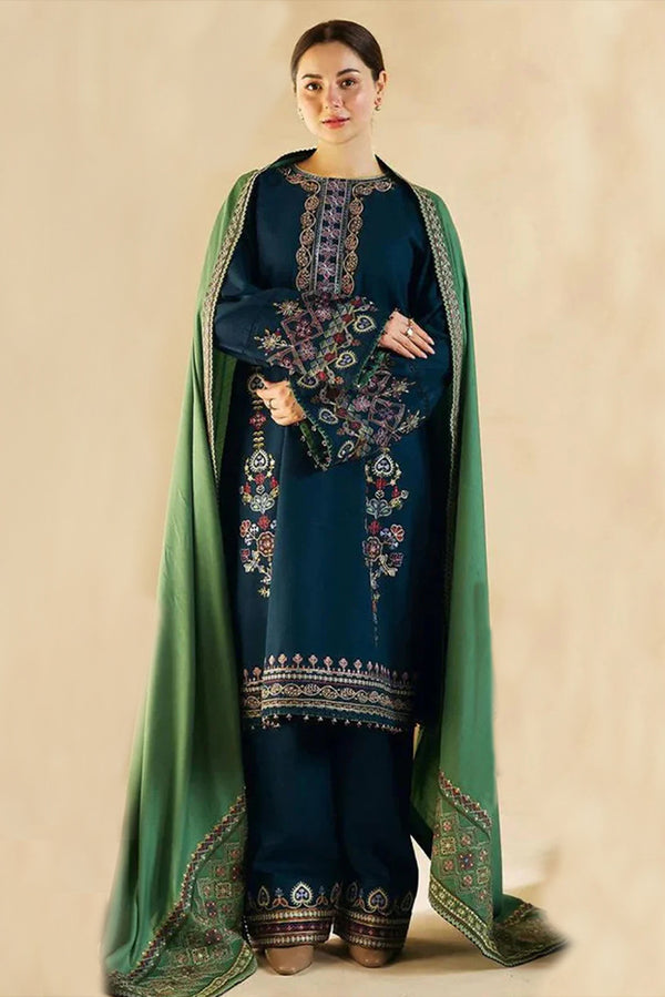 Zara ShahJahan Dhanak 3PC Embroidered A0222