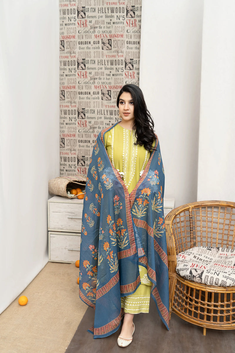 Urge 3pc Dhanak Embroidered 80-IN