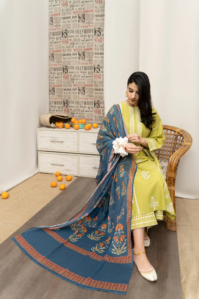 Urge 3pc Dhanak Embroidered 80-IN