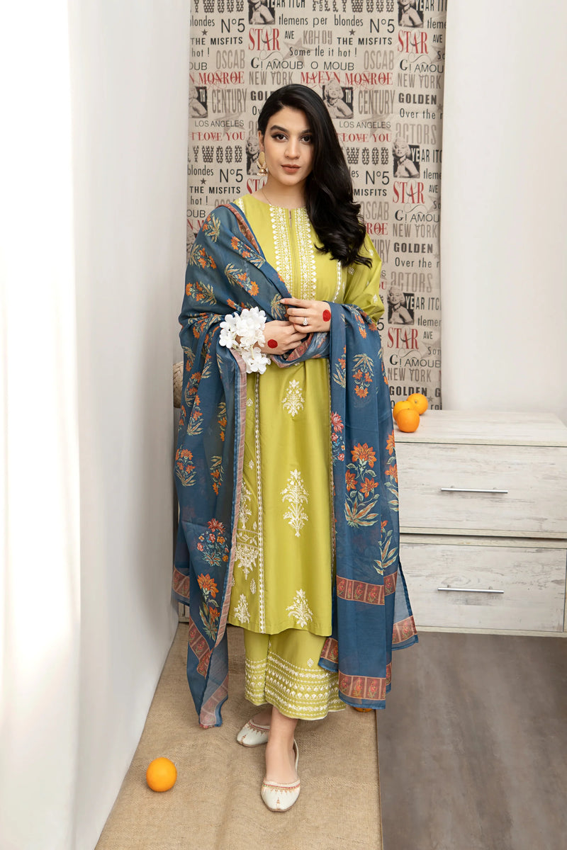 Urge 3pc Dhanak Embroidered 80-IN