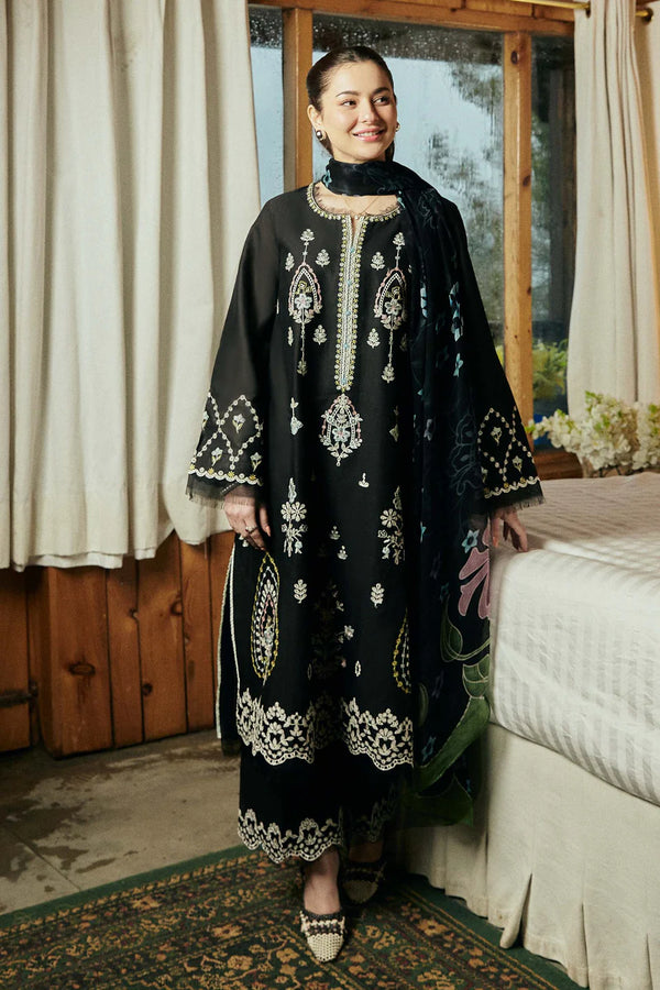 Zara shajahan 3pc Winter Embroidered shirt sleeve and Printed Woolen Shawl 689-IN